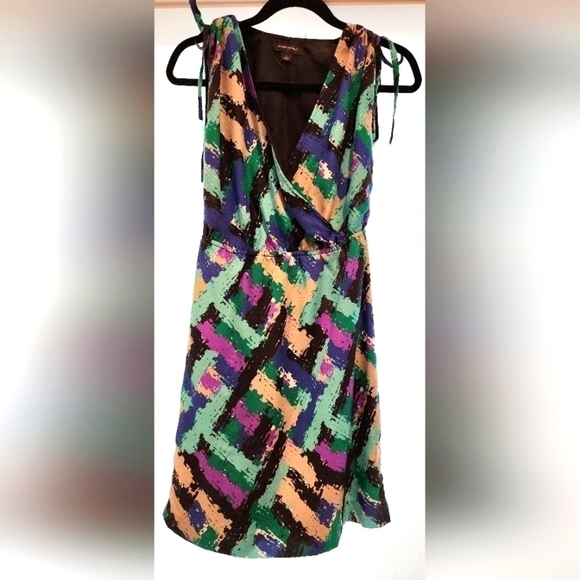 Banana Republic Dresses & Skirts - Banana Republic Dress 0 Blue Wrap Shoulder Ties Colorful Career